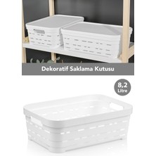 Meleni Home Delikli Dekoratif Piramit Saklama Kutusu - Dolap Içi Düzenleyici Organizer Kutu 8,2 Lt Beyaz