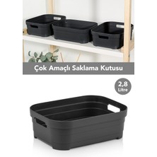Meleni Home 1 Adet Dekoratif Piramit Saklama Kutusu - Dolap Düzenleyici Çok Amaçlı Organizer 2,8 Litre Antrasit