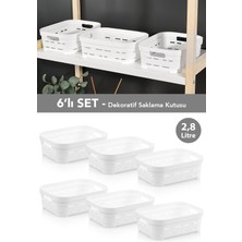 Meleni Home 6'lı Delikli Dekoratif Piramit Saklama Kutusu - Dolap Düzenleyici Çok Amaçlı Organizer 2,8 Lt Beyaz