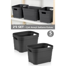 Meleni Home 2 Adet Dekoratif Piramit Saklama Kutusu - Dolap Içi Düzenleyici Organizer Kutu 5 Litre Antrasit