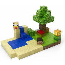 Minelox  T057 Beach 100 Adet Mine Craft Magnetik Küp Yapı Blokları Oyuncak Seti