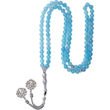 Bütüncül Şifa Açık Mavi Akik Doğal Taş 99'lu Tesbih