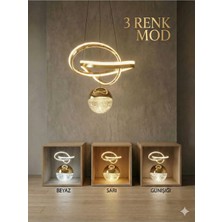 Bohem Aydınlatma Gold Kelebek Model Çizgili Çift Şeritli 3 Renk LED Modern Avize Beyaz/sarı/günışığı