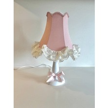 Luluavizem Patentli Özel Simli Kumaş Bebek Çocuk Genç Odası Pudra Pembe Abajur Hediyelik