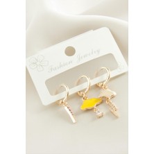 SHC4200 3 Adet Bulut Şimşek Zirkon Taşlı Küpe