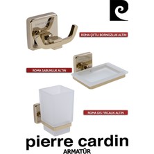 Pierre Cardin Çiftli Bornozluk Altın + Altın Sabunluk + Diş Fırçalık Altın