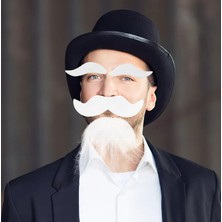 Go İthalat Beyaz Renk Kendinden Yapışkanlı Takma Sakal Bıyık ve Kaş Seti