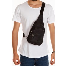 Sannora Bags Unisex Siyah Su Geçirmez Krinkıl Çapraz Askılı Bel Omuz Çanta Göğüs Günlük