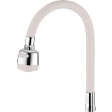 Go İthalat Renkli Silikonlu Oynar Başlıklı 2 Fonksiyonlu Spiral Musluk Başlığı - Beyaz