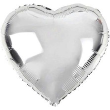 Go İthalat Kalp Şekilli Gümüş Renk Toptan Folyo Balon 45 cm 10 Adet