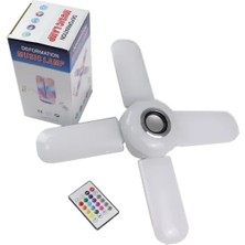 Go İthalat Lamba 4 Kanatlı E27 Duya Takılan Kumandalı Katlanabilir Led Müzik Lamba Işığı Avize Bluetooth Hoparlör (5381)