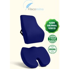 Viscomina % 100 Visco Ortopedik Oturma Minderi % 100 Visco Ortopedik Bel Minderi 2 Li Takım Lacivert