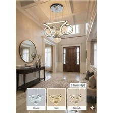 Bohem Aydınlatma 3 Renk LED Modern Gümüş Helezyon Avize