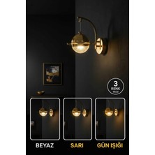 Bohem Aydınlatma Şapkalı Gold Duvar Apliği 3 Renk LED Modern Aplik