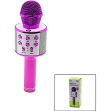 Wireless Mikrofon Karaoke - Hoparlör USB Şarjlı USB - Tf - Aux Renkli Krom Kaplama PİL:800MAH