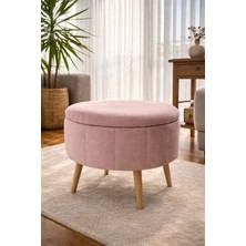 Arlin Babyface Pembe Modern Sandıklı Dekoratif Puf Sandalye
