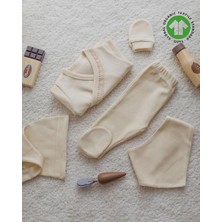 Reva Baby %100 Organik Pamuk Dantelli Yenidoğan Bebek Takımı – 5 Parça – Natural