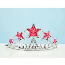 Starseven Kırmızı Yıldız Taşlı Plastik Kraliçe Prenses Elsa Tacı Çocuk Boy