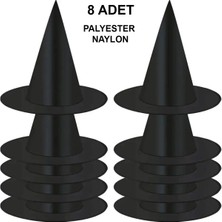 Starseven 8 Adet Siyah Cadı Şapkası – Yetişkin &amp; Çocuk Kostüm Aksesuarı