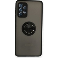 Starseven Galaxy A72 Kılıf Montreal Yüzüklü Silikon Kapak - Siyah