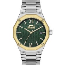 Slazenger SL.09.2149.3.03 Kadın Kol Saati | 39 mm Yeşil Desenli Kadran, Çelik Kasa & Bilezik, Gold Bezel Detay