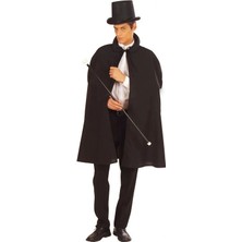 Starseven Siyah Sihirbaz Pelerini 120 cm ve Sihirbaz Şapkası 12 cm Yetişkin Boy