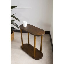 Furnirem Masif Ahşap Oval Yan Sehpa 50X16.5 cm