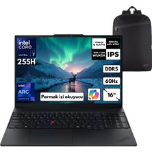 Lenovo E16 G3 Ultra 7-255H 16-Gbddr5 1 Tbssd Intel Arc Graphics 16" Windows 10 Home + Hmf Sırt Çantası 21SR006RTXHMF81