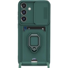 Starseven Galaxy S25 Kılıf Zuma Kartvizitli Yüzüklü Silikon - Yeşil