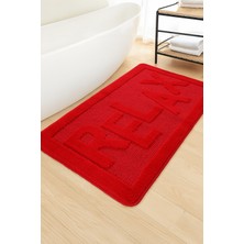 Konfor Halı Doğal Kaymaz Taban Banyo Paspas Uzun Ömürlü Yumuşak Dokulu Su Emici Yıkanabilir Yazılı Paspas Relax 60X100