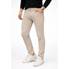 We&Me Erkek Bej Likralı Slim Fit Pantolon Rahat Esnek  Tasarım