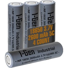 I-Gen Batteries Industrial E002 Inr 18650 3.7V 2600 Mah 5c 9.62WH Li-Ion Şarjlı Pil Düz Başlı Lityum Pil