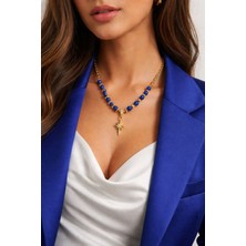 Solare Accessories Altın Kaplama Detaylı Lacivert Yeşim Taşlı Kuzey Yıldızı Kolye