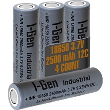 I-Gen Batteries Industrial E003 Inr 18650 3.7V 2500 Mah 12C 9.25WH Li-Ion Şarjlı Pil Düz Başlı Lityum Pil