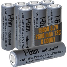 I-Gen Batteries Industrial E003 Inr 18650 3.7V 2500 Mah 12C 9.25WH Li-Ion Şarjlı Pil Düz Başlı Lityum Pil