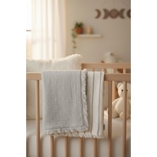 Veronica Line %100 Pamuk 8 Katlı Dolgulu Müslin Bebek Battaniyesi - 100X120 cm Çift Yönlü Puset ve Yatak Örtüsü