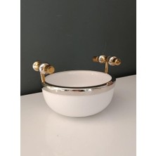 Lamedore Sılver Balls Kulplu Beyaz Küçük Kase 17X19X12 cm