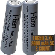 I-Gen Batteries Industrial E002 Inr 18650 3.7V 2600 Mah 5c 9.62WH Li-Ion Şarjlı Pil Düz Başlı Lityum Pil
