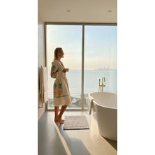 Violet Store Müslin Pamuk Bornoz Banyo,plaj,havuz Yaz,kış Kapüşonlu Bornoz Unisex-Su Emici-Ananas