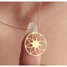 Myz Takı Halka Formlu Çiçek Desenli 925 Ayar Gümüş Kadın Kolyesi