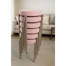 Berawond Bera Metal Silinebilir Tay Tüyü Kumaş Tabure (6 Adet-Montajlı Gönderim)