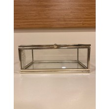 Dekoratif Kutu Küçükboy Pirinç ve Cam 15X10 cm Gümüş Renk