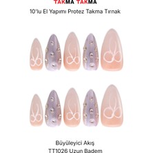 Takma Takma TT1026 - Karneol Noktürn - 10'lu Tekrar Kullanılabilir El Yapımı Protez Takma Tırnak Gri-L