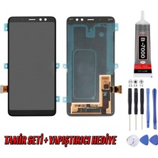 Genos Samsung A8 2018 A530 LCD Ekran Tft A Kalite (Işık Ayarlı) Siyah Montaj Kiti Hediye
