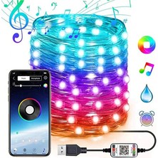 Genel Tedarik Ally 10MT 100 LED Rgb Bluetooth Telefonla Kontrol Edilen USB LED Lamba Ios-Android- - EMTHBA4332-8
