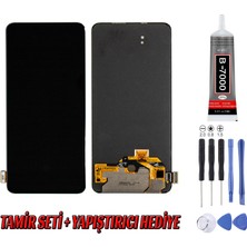Genos Oppo Reno LCD Ekran Çıtasız Siyah (Parmak Izi Okuyan) (Orijinal) Montaj Kiti Hediye