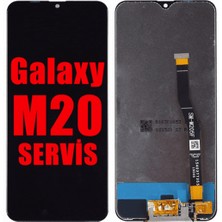 Genos Samsung Galaxy M20 M205 LCD Ekran Dokunmatik Siyah Çıtasız Orjinal Servis