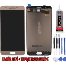 Genos Samsung G610 J7 Prime LCD Ekran Servis Gold Altın Montaj Kiti Hediye