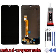 Genos Oppo F9 LCD Ekran Çıtasız Siyah Montaj Kiti Hediye