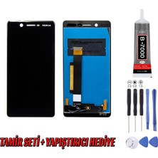 Genos Nokia 7 LCD Ekran Çıtasız Siyah Montaj Kiti Hediye
